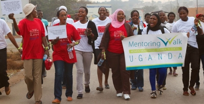 Ugandan women march in Kampala to mark the Women&rsquo;s Day Global Mentoring Walk 2014.